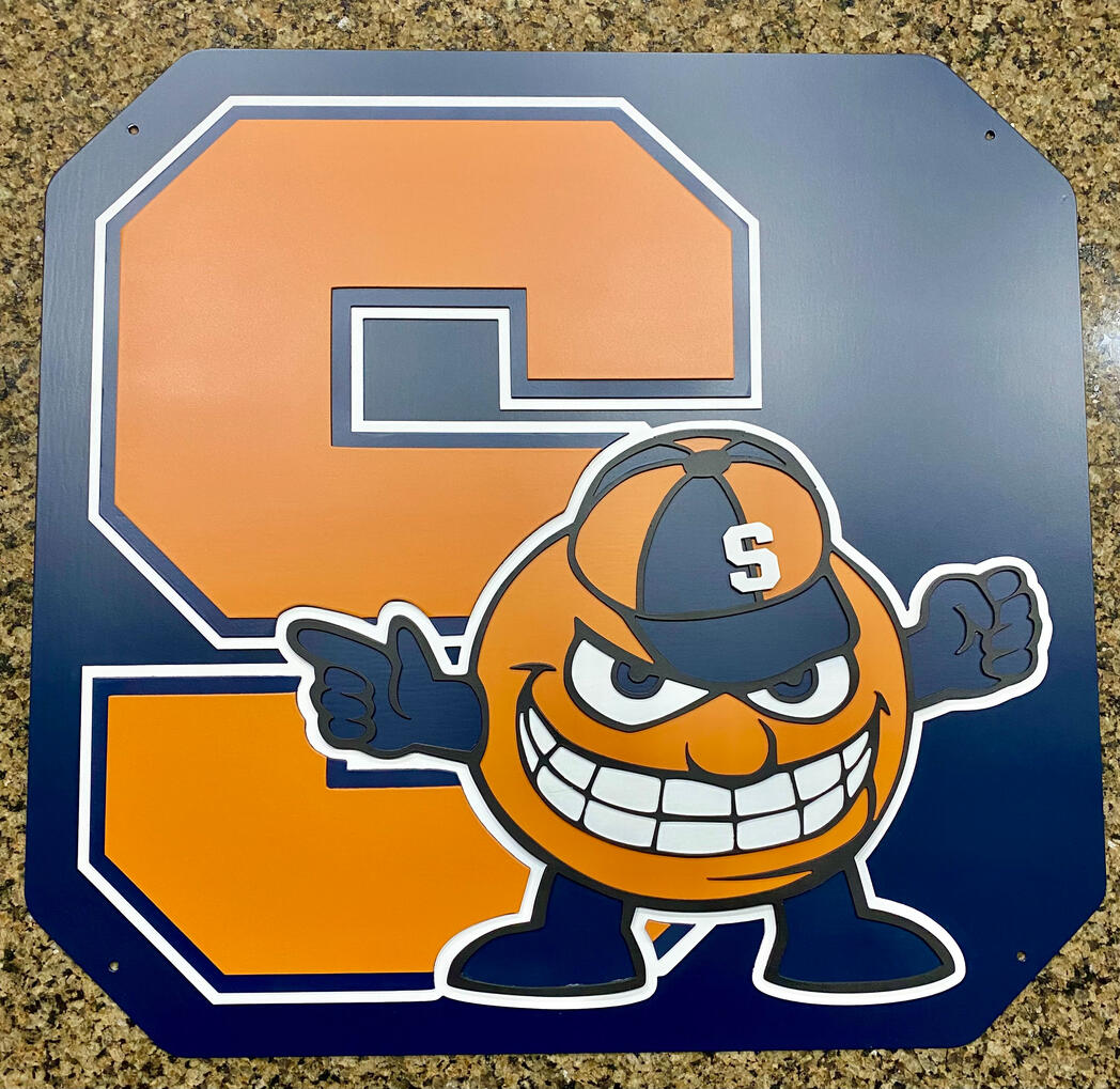 Multi-layered 16-gauge steel fan sign - University of Syracuse basketball sign - Otto Multi-layered 16-gauge steel fan sign - University of Syracuse basketball sign - Otto