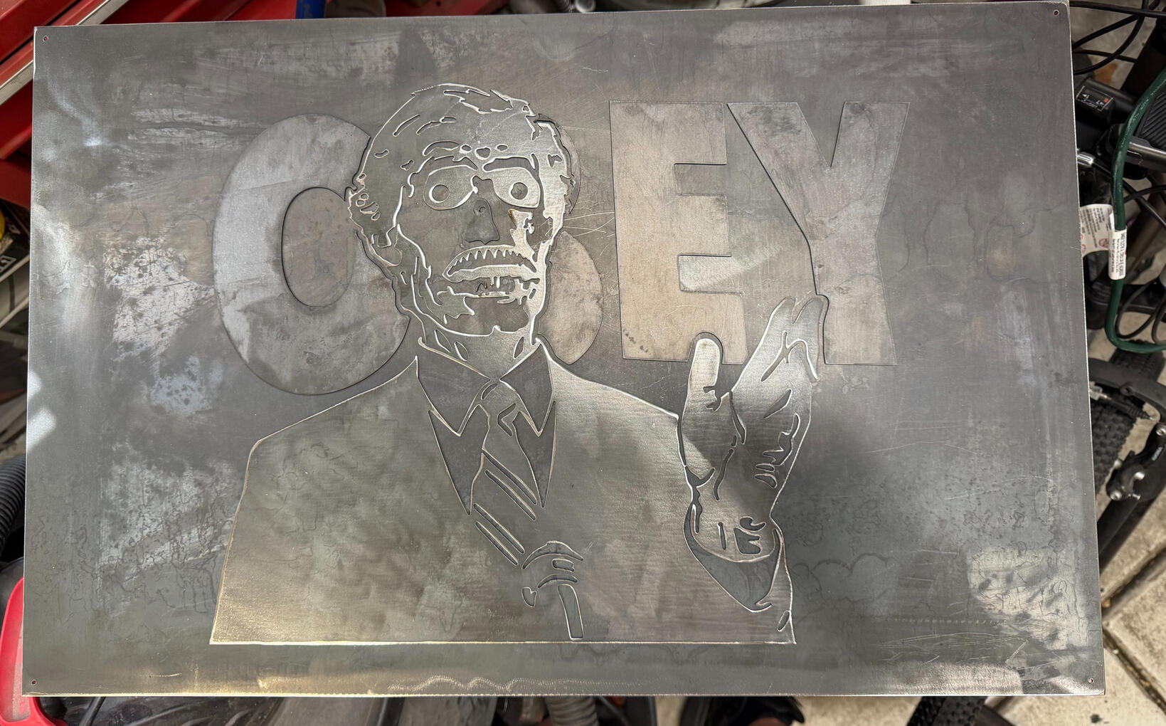 OBEY! Initial stages of 'They Live" movie fan sign OBEY! Initial stages of 'They Live" movie fan sign