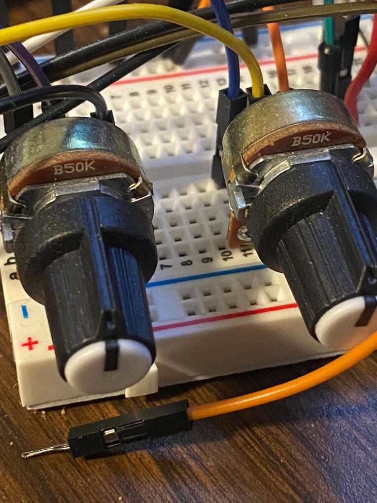 Potentiometers for fog machine controller prototype Potentiometers for fog machine controller prototype